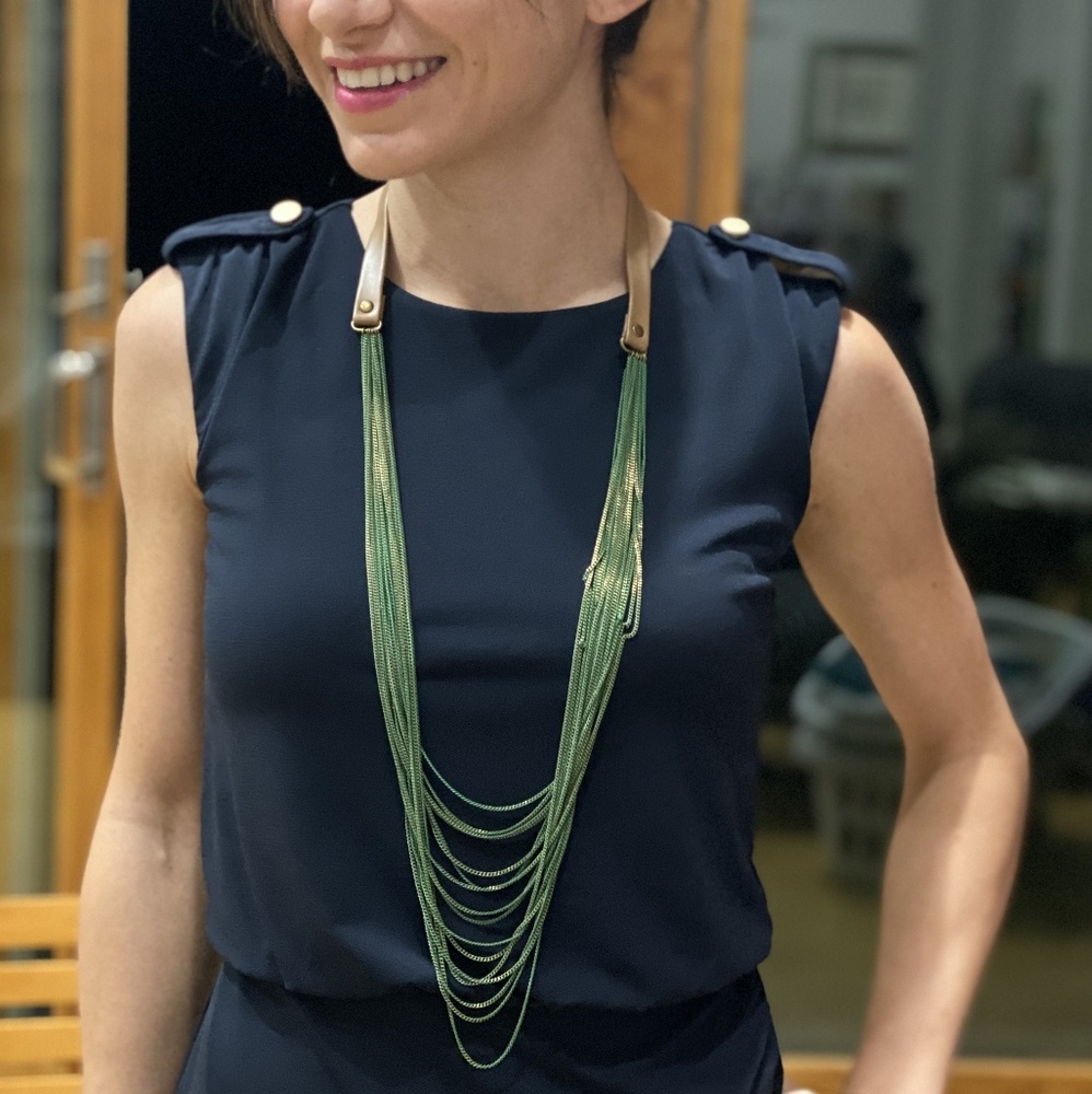 Green Layered Chain Necklace NWOT